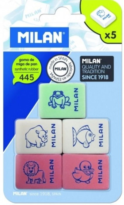 Milan Goma de borrar 445 blister de 5 unidades