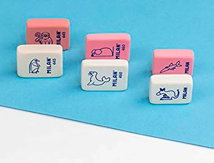 Milan Goma de borrar 445 Blister de 5 unidades para Lápiz, Suave tipo 'miga de pan'