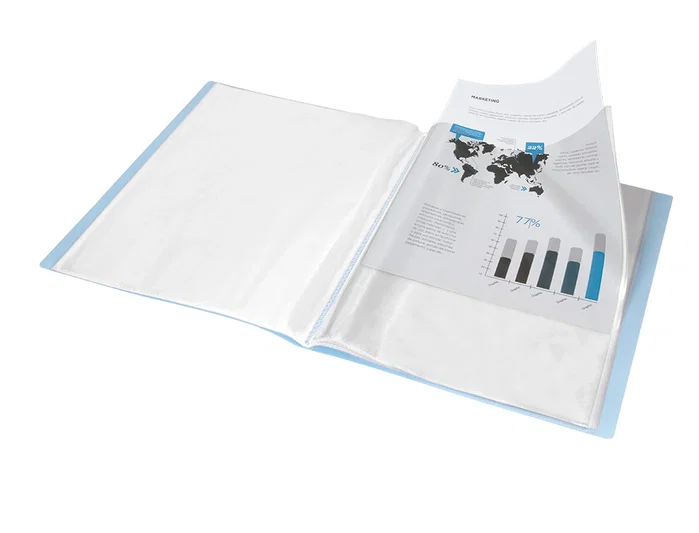 Liderpapel Carpeta Escaparate 60 Fundas Polipropileno DIN A4 Celeste Opaco