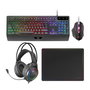 Mars Gaming MCP124PRO - Combo Gaming 4 en 1 Incluye Teclado H-Mech RGB Portugués, Ratón 3200 DPI, Auriculares FRGB y Alfombrilla Nanotextil - Negro