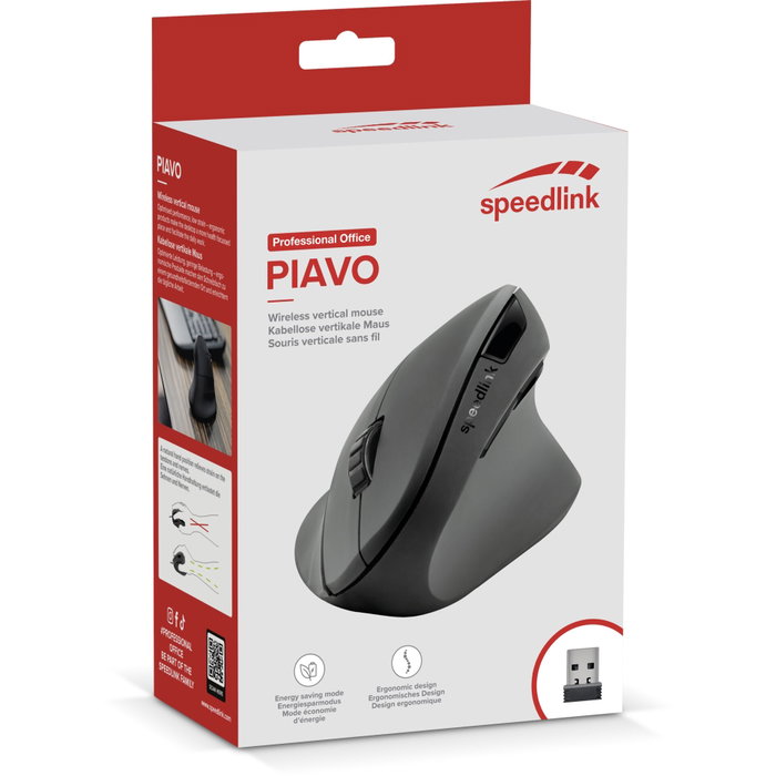 Speedlink PIAVO Ratón Ergonómico Vertical Inalámbrico Negro Speedlink PIAVO Ratón Ergonómico Vertical Inalámbrico Negro