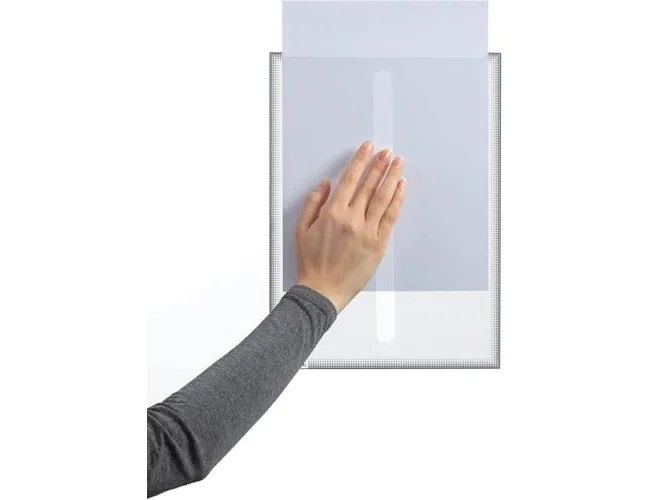 Durable Marco porta anuncios adhesivo estático A4 gris antracita, pack de 5 unidades
