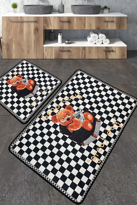 Mijölnir Juego de Alfombras de Baño Antibacteriano Antideslizante de Poliéster 100% 60x100 cm y 50x60 cm Mijölnir Juego de Alfombras de Baño Antibacteriano Antideslizante de Poliéster 100% 60x100 cm y 50x60 cm