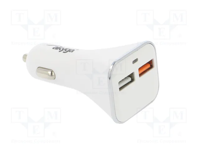 AKYGA Alimentador USB de coche con 2 puertos USB-A y Quick Charge 3.0