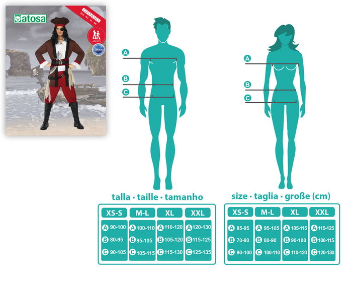 Disfraz para Adultos Th3 Party Pirata Hombre XL