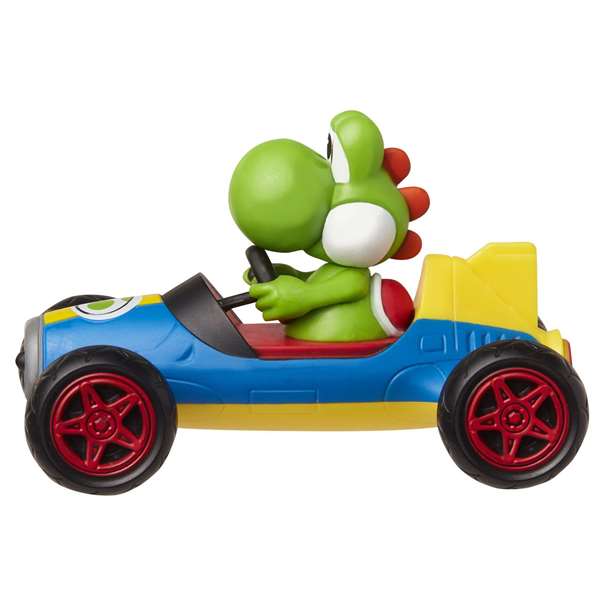 Jakks Pacific Coche Super Mario Kart Racers 6 cm - Vehículo de Colección PVC, Modelos Surtidos (Mario, Luigi, Yoshi)