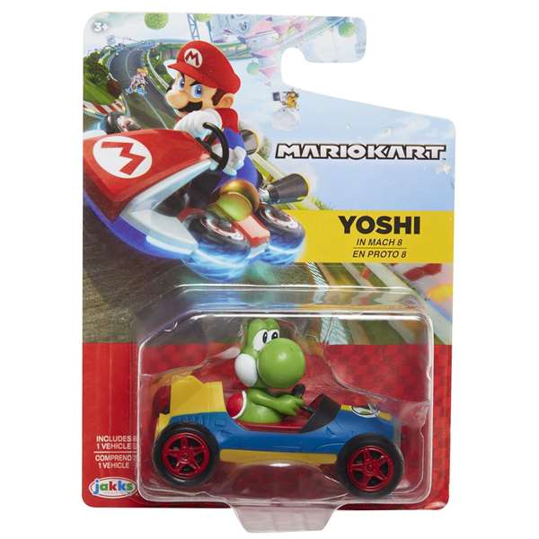 Jakks Pacific Coche Super Mario Kart Racers 6 cm - Vehículo de Colección PVC, Modelos Surtidos (Mario, Luigi, Yoshi)