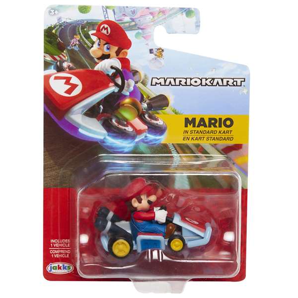 Jakks Pacific Coche Super Mario Kart Racers 6 cm - Vehículo de Colección PVC, Modelos Surtidos (Mario, Luigi, Yoshi)
