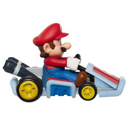 Jakks Pacific Coche Super Mario Mini Kart Racers 6 cm, Colección de 4 Personajes (Mario, Luigi, Shy Guy, Yoshi) en Kart - Modelo Surtido
