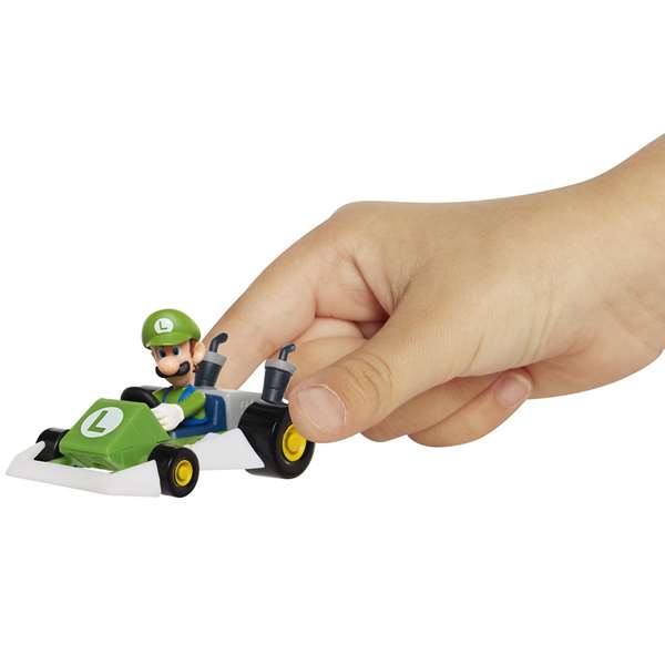 Jakks Pacific Coche Super Mario Kart Racers 6 cm - Vehículo de Colección PVC, Modelos Surtidos (Mario, Luigi, Yoshi)