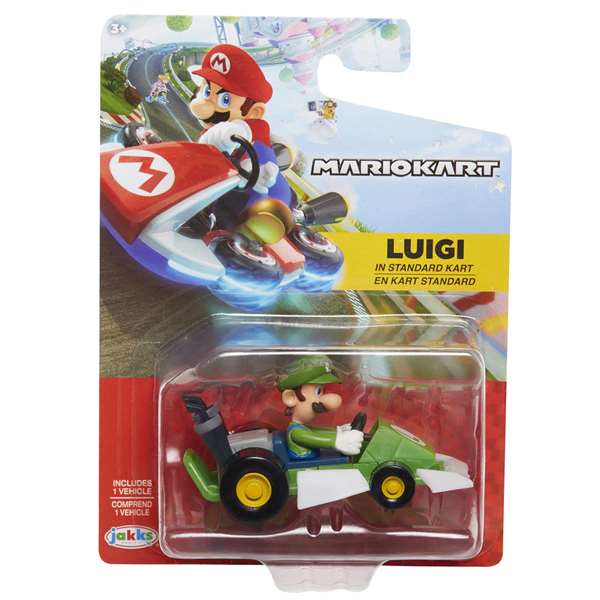 Jakks Pacific Coche Super Mario Kart Racers 6 cm - Vehículo de Colección PVC, Modelos Surtidos (Mario, Luigi, Yoshi)