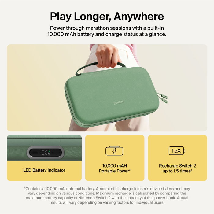 Belkin Charging CasePro 10.000 mAh para Nintendo Switch 2 - Sage Belkin Charging CasePro 10.000 mAh para Nintendo Switch 2 - Sage