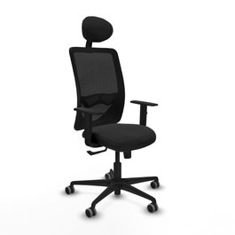 PIQUERAS Y CRESPO Silla de oficina Zulema con mecanismo Sincro y cabecero fijo, Negro