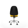 Silla de oficina Algarra con mecanismo Contacto permanente básico tapizada con Similpiel color Amarillo. Equipada con Base cromada, Sin brazos y Ruedas de nailon 50 mm