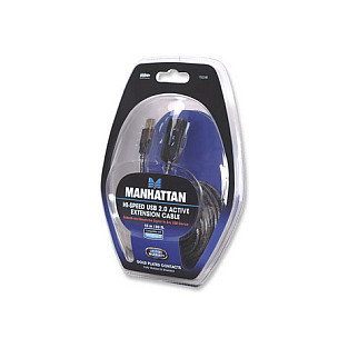 Manhattan USB2AAEXT10M Cable Alargador USB-A Activo 10 m, USB 2.0, Macho/Hembra, Negro