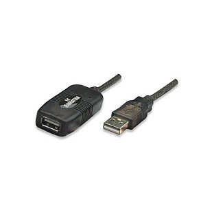 Manhattan USB2AAEXT10M Cable Alargador USB-A Activo 10 m, USB 2.0, Macho/Hembra, Negro