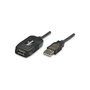 Manhattan USB2AAEXT10M Cable Alargador USB-A Activo 10 m, USB 2.0, Macho/Hembra, Negro