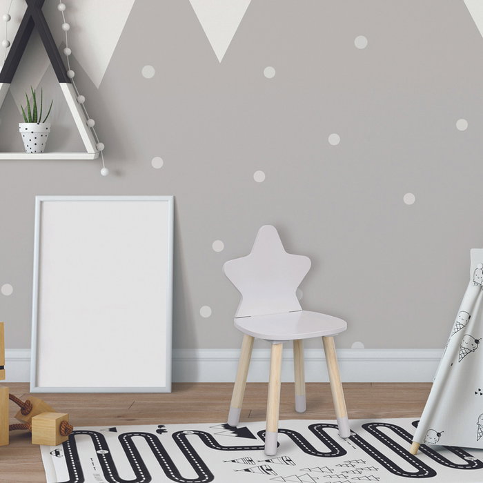 Home Deco Kids Silla Infantil Estrella Blanca para Niños, Diseño Encantador para Habitaciones Infantiles, Medidas 28x27x54 cm
