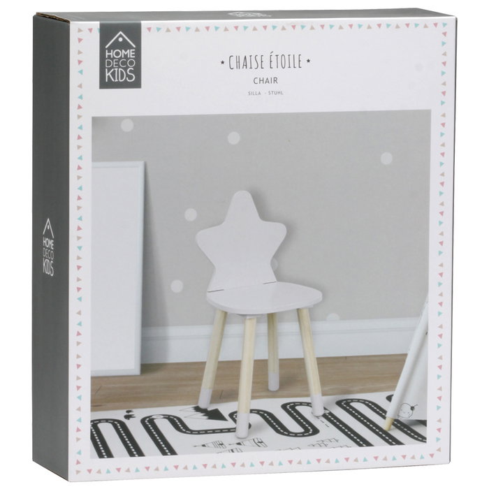 Home Deco Kids Silla Infantil Estrella Blanca para Niños, Diseño Encantador para Habitaciones Infantiles, Medidas 28x27x54 cm