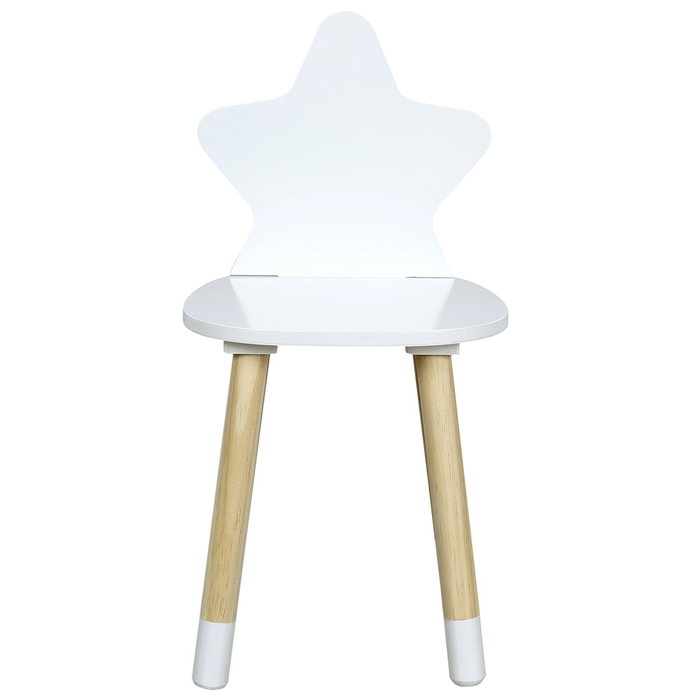 Home Deco Kids Silla Infantil Estrella Blanca para Niños, Diseño Encantador para Habitaciones Infantiles, Medidas 28x27x54 cm