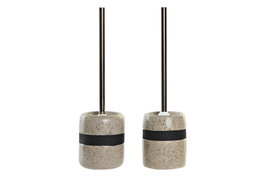 DKD Home Decor Escobillero de Gres Surtido Gris y Beige