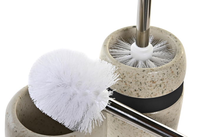 DKD Home Decor Escobillero Gres Gris Beige 10.5 x 38 x 10.5 cm (4 Unidades)