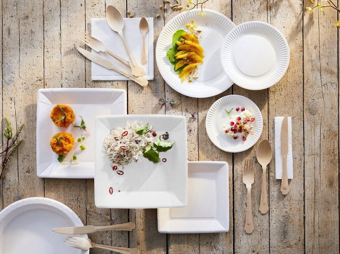 Algon Set 12 Platos Cuadrados Naturales 26 cm (36 Unidades)