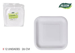 Algon Set 12 Platos Cuadrados Naturales 26 cm (36 Unidades)