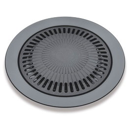 Kemper Plancha antiadherente de camping para cocina portátil, Ø 31 x 4 cm con recoge grasas y gancho