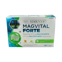 MARNYS Magvital Forte 14Viales, Magnesio Liposomado Biodisponible para Huesos y Músculos, Vegano, Sabor Naranja