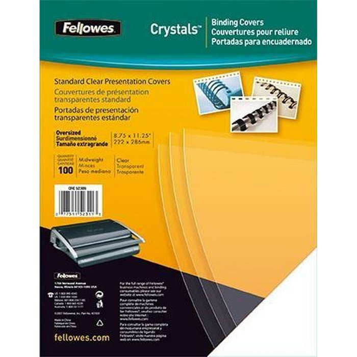 Fellowes Tapas de Encuadernación A4 PVC 150 Micras Transparente Pack de 100 Fellowes Tapas de Encuadernación A4 PVC 150 Micras Transparente Pack de 100