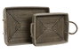DKD Home Decor Set de 2 Bandejas Decorativas de Seagrass y PU