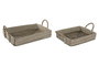 DKD Home Decor Set de 2 Bandejas Decorativas de Seagrass y PU