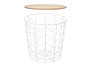 Giftdecor Mesa Auxiliar Acero Tapa Madera Blanca 44.5x44.5x53.5 cm (Set de 6)
