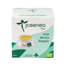 JOSENEA Infusión Bio Anís Menta Regaliz 10 Pirámides Ensobradas