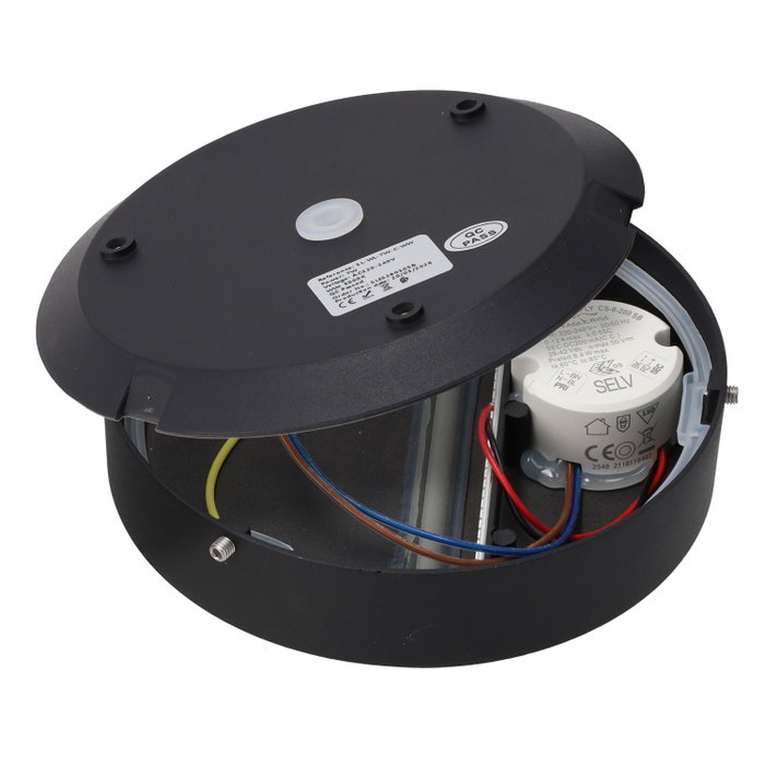 Aplique LED Exterior 7W IP54 Circular 2700K Blanco Cálido Negro Mate Aluminio