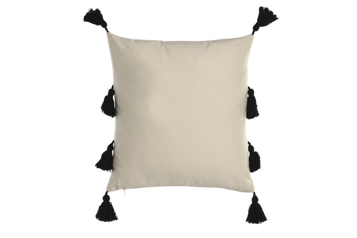 DKD Home Decor Cojín de Poliéster Blanco con Borlas 45x45 cm