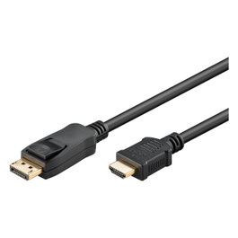 Goobay 64836 Cable Adaptador DisplayPort a HDMI 1.4, 2m, 4K 3840x2160 @30Hz, Contactos Dorados, Macho a Macho, Plug & Play