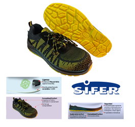 SIFER Zapatilla de Seguridad SIFER/SAFETY con Puntera Reforzada y Plantilla Antiperforación S1P SRC Talla 42