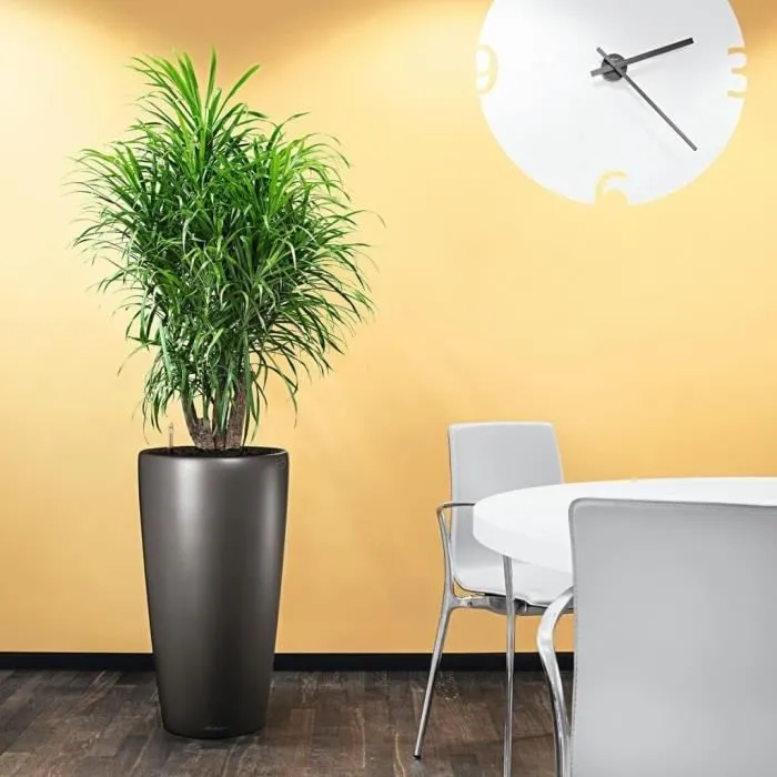 Maceta LECHUZA Rondo Premium 40 - juego completo, antracita metalizado