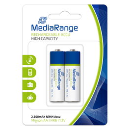 MediaRange MRBAT123 Baterías Recargables AA 1,2V 2600 mAh (Pack de 2)