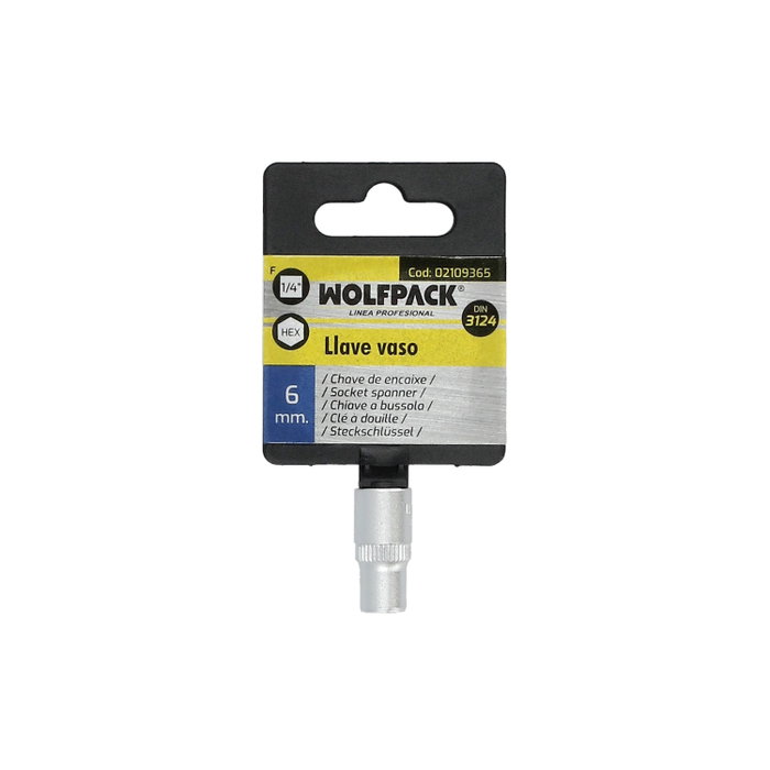 WOLFPACK LINEA PROFESIONAL Llave Vaso 1/4 Hexagonal 6 mm WOLFPACK LINEA PROFESIONAL Llave Vaso 1/4 Hexagonal 6 mm