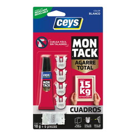 Ceys Montack agarre total para cuadros en yeso y pladur, 10 g + 6 piezas