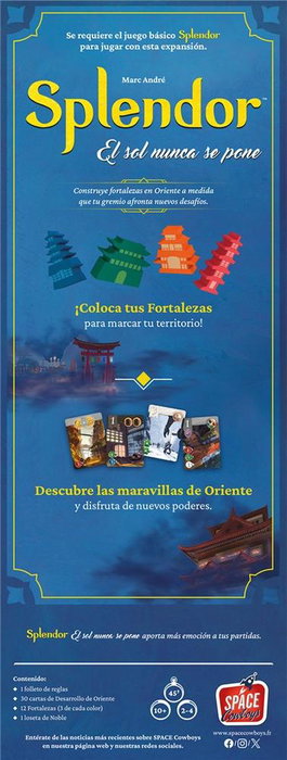 Space Cowboys Expansión Splendor: El Sol Nunca Se Pone SCSPL04ES - Juego de Mesa con Módulos Oriente y Fortalezas - Español