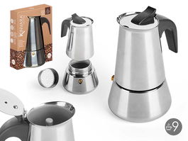 KINVARA Cafetera Inducción Jarra 9 Tazas Acero Inoxidable 450ml 14x21.5x12.5cm (Set de 6)