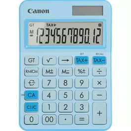 Canon LS-125KB Calculadora de Sobremesa Azul con Pantalla LCD de 12 Dígitos, Funciones Financieras, Ecológica (Panel Solar y Batería)