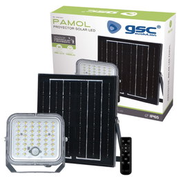 GSC Evolution Proyector solar LED Pamol 50W 6500K Negro IP65 con sensor de movimiento