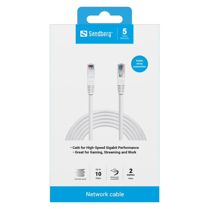 Sandberg Cable de Red UTP Cat6 2 m Blanco