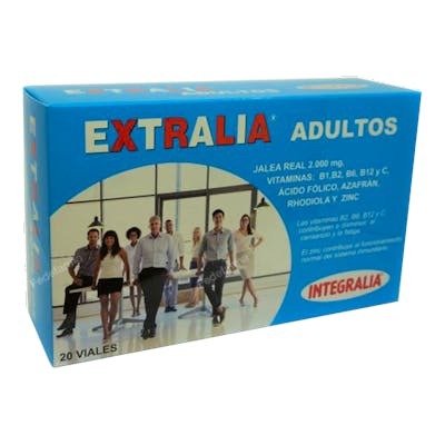 INTEGRALIA Extralia Adultos 20Amp. Suplemento Energía Física y Mental con Jalea Real, Rhodiola y Vitaminas C y B INTEGRALIA Extralia Adultos 20Amp. Suplemento Energía Física y Mental con Jalea Real, Rhodiola y Vitaminas C y B