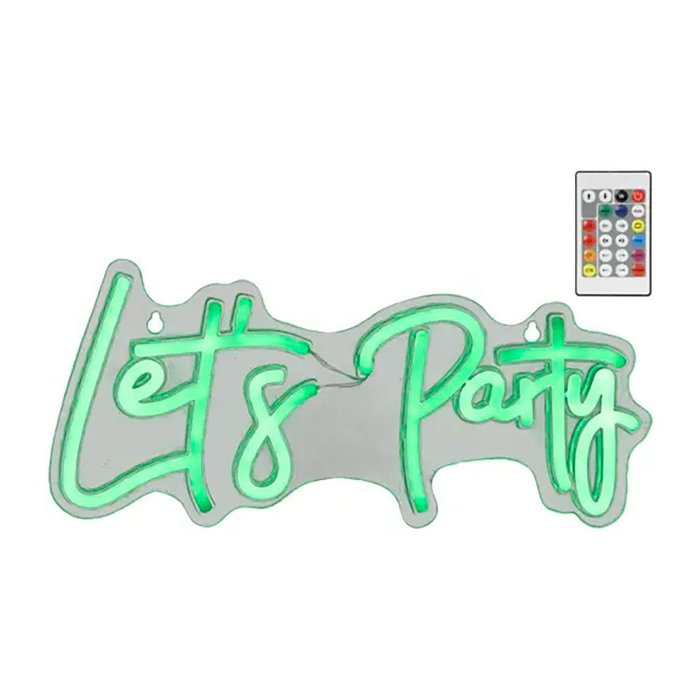 Lumineo Let's Party - Luz LED Neon Decorativa, Cambia de Color con Control Remoto, USB-C, 114 LEDs, para Interior, 40 x 18 x 1.5 cm